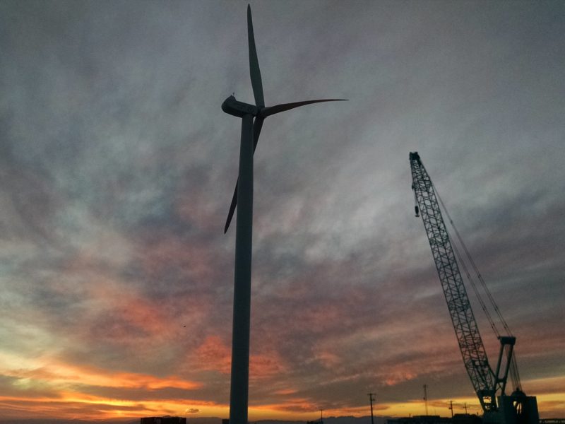 Wind Turbine at beautiful sunset